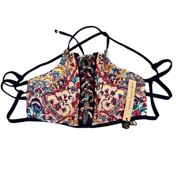 Nanette Lepore Womens Size L Festival Folkloric High Neck Bikini Top NWT - Picture 3 of 8